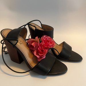 Black Leg Wrap Sandals